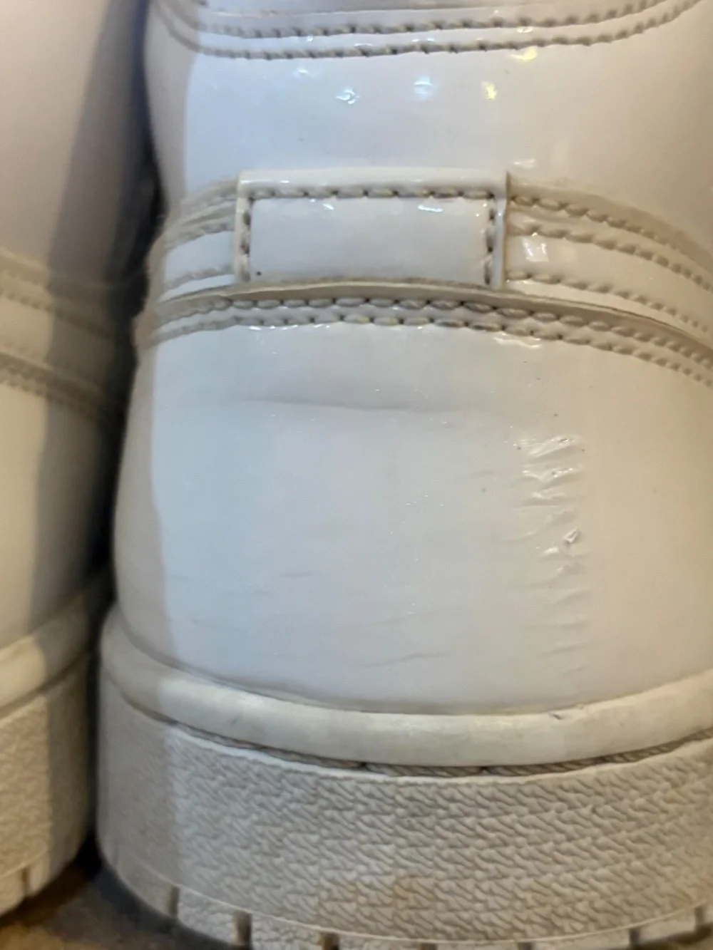 Nike Air Jordan 1 Mid Triple White Patent Leather